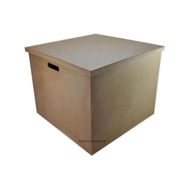 Imagem de Caixa Quadrada com Alça Tampa Sapato 40x40x45 Mdf Madeira - ATACADÃO D