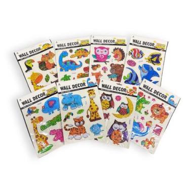 Imagem de Kit 10 Cartelas de Adesivos Infantis Animais Sortidos 3D - Frank Impor