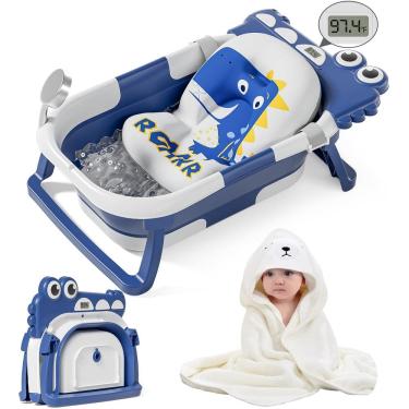 Imagem de Banheira dobrável para bebês MoreFeel com termômetro e toalha