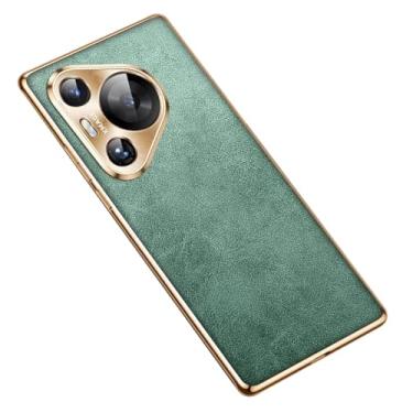 Imagem de HAO RIYLN Capa ultrafina para Huawei Pura 70 Ultra/70 Pro+/70 pro/70, capa de telefone de couro antiarranhões com lente de metal à prova de choque, verde, 70