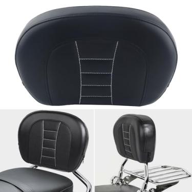 Imagem de FINMOKAL Almofada de encosto de passageiro Sissy Bar de couro PU preta compatível com Harley Touring Model 1997-up (P/N 52300324, 52627-09, 54247-09...)