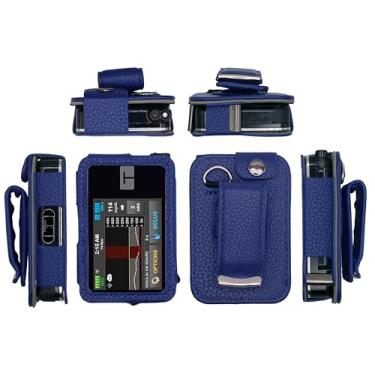 Imagem de Capa de couro ajustada com clipe de cinto giratório + protetor de tela para bomba de insulina em tandem tandem t: Slim X2 (azul)