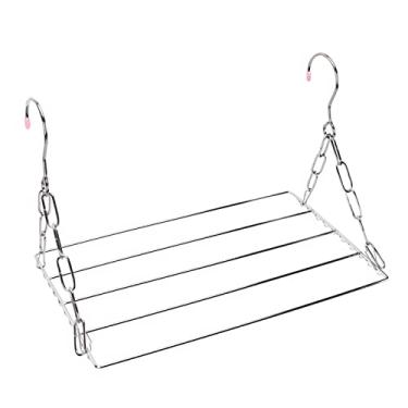 Imagem de Rack de Secagem de Roupas, Rack de Secagem de Roupas Dobrável Em Aço Inoxidável Multifuncional Pendurado Prateado Secagem de Roupas Com Ajuste de Nível para Secar Roupas,