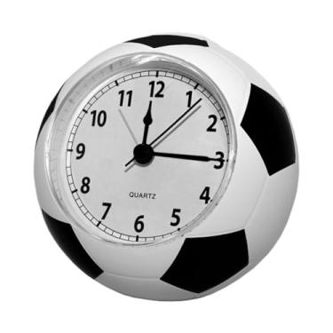 Imagem de Bothyi Relógio despertador em forma de futebol, relógio de mesa decorativo portátil fofo para decoração de casa, presente de aniversário, cabeceira, quarto, Branco