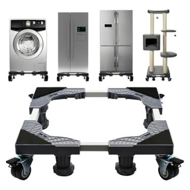 Imagem de WBJKZJD Suporte De Geladeira Base Móvel Com 4 Rodas De Travamento E 4 Pés Fortes, Carrinho De Móveis Ajustável Para Máquina De Lavar, Secadora, Pedestal De Suporte De Máquina De Lavar, Geladeira (Ci