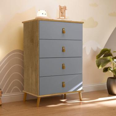 Imagem de Comoda Infantil com 4 Gavetas Jujuba Cinza/Marrom