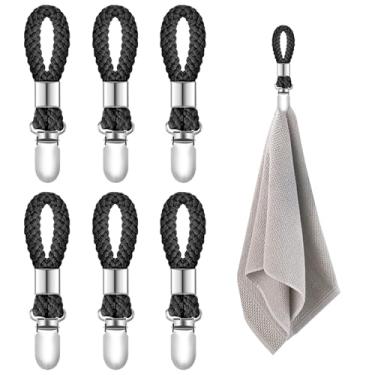 Imagem de SXoonKing Pacote com 6 clipes de toalha para cozinha, clipes de toalha de cozinha, toalhas de mão com laços para pendurar, clipes de toalha de mão, clipe de toalha de cozinha, suporte de toalha de