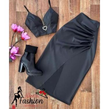 Imagem de Saia Courinho/ Com uma Fenda/Coleção Nova - Nanda Fashion Boutique, Pr