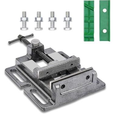 Imagem de Torno de furadeira, torno de bancada resistente de 12,7 cm, torno de braçadeira de banco, torno de prensa de broca com almofadas de mandíbula de torno multi-sulcos