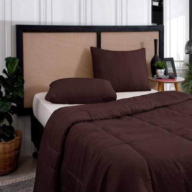Imagem de Kit Edredom Casal Queen 3 Peças Margarida Cama Box Marrom