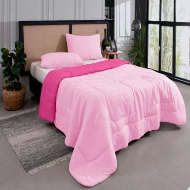 Imagem de Kit Edredom Casal Queen 3 Peças Margarida Cama Box Pink e Rosa