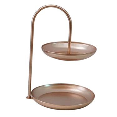 Imagem de Bandeja de Porção de 2 Camadas, Pratos de Servidor de Ferro, Bandejas de Alimentos Reutilizáveis ​​com Suporte de Exibição para Buffets, Bolo, Lanche, Vegetais, Frutas,