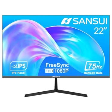 Imagem de SANSUI Monitor de computador IPS de 22 polegadas IPS 75Hz FHD 1080P HDMI VGA portas ultrafinas ajustáveis VESA Mount Compatível com Eye Comfort Ângulo de visão amplo de 178° (ES-22X3)