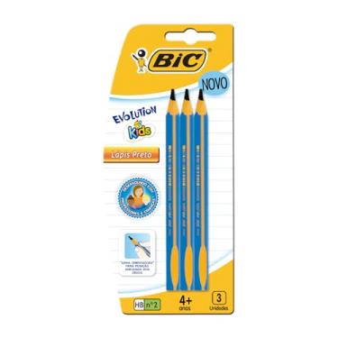 Imagem de Lápis Preto Jumbo Nº 2HB Triangular, BIC Evolution KIDS, 902494, 3 Unidades, Cores Sortidas, Resistente