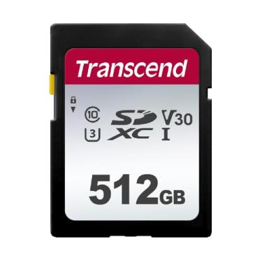 Imagem de Transcend Cartão de memória SDXC de 512 GB, UHS-I U3 V30, até 100 MB/s, 4K UHD e Full HD, cartão SD de alta velocidade classe 10 para câmeras Canon, Nikon, Sony, Panasonic (TS512GSDC300S)