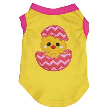 Imagem de Petitebella Camiseta para cachorro filhote de ovo pintinho (amarelo/rosa choque, 3GG)