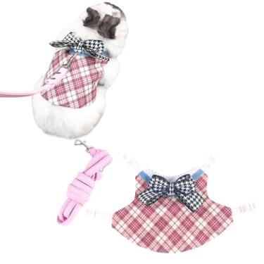 Imagem de Peitoral ajustável para coelhos, coleira fofa para coelhos, furão, coelhinho, gatinho, porquinho-da-índia (rosa A, pequeno)