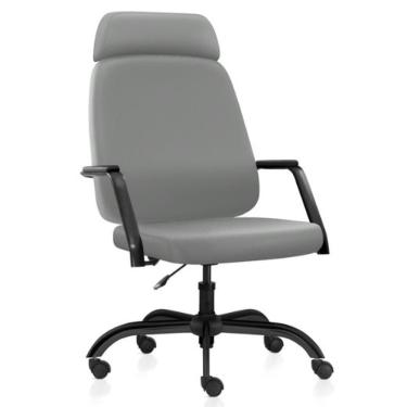 Imagem de Cadeira De Escritório Giratória Diretor Com Apoio De Cabeça Hub F02 Sintético Cinza - Lyam Decor