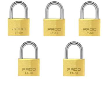 Imagem de Kit 5 Unidades Cadeado Latão 50mm Pado Segredos Diferentes, Cadeado La