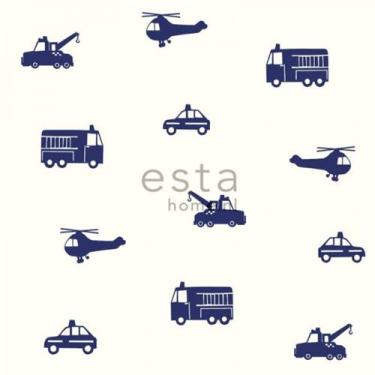 Imagem de Papel De Parede Infantil Little Bandits 137321 Branco e Azul - Rolo Fe