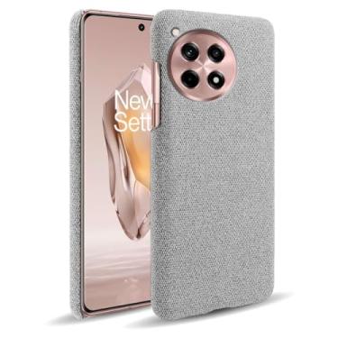 Imagem de Capa para Oneplus 12R 5G,Capa desenhada em lona,Case Protetora Ultrafina com Empunhadura Macia,Design em Tecido Antichoque e Antiarranhões-Light gray