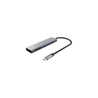 Imagem de Hub Trust Halyx, 3 Portas USB, Leitor de Cartão MicroSD/SD, Conexão USB-C, de Alumínio, - 24191