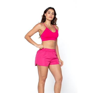 Imagem de Short microfibra feminino basic + rosa escuro P - 100% poliéster - sem forro - tecido plano - basic +
