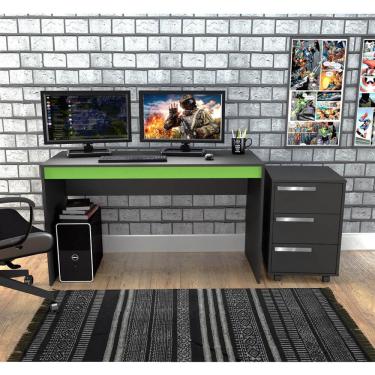 Imagem de Kit Gamer B29 com Mesa e Gaveteiro - Preto/Verde