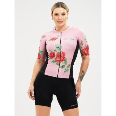 Imagem de Camisa Para Ciclismo Feminina Flowers Rosa Savancini (3306), G