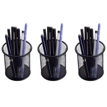 Imagem de Porta Lapis Organizador Aramado Kit 3 Unidades Caneta Lapis Tesoura Escritorio Mesa De Trabalho Escrivaninha Home Office