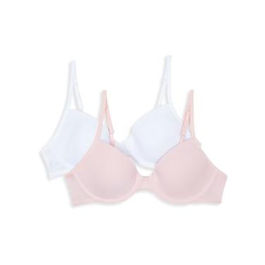 Imagem de Hanes Sutiã com aro moldado para meninas, pacote com 2, Rosa/branco, 34A