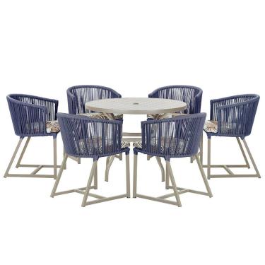 Imagem de Mesa com 6 Cadeiras de Jantar Roma 120cm e Noronha em Alumínio