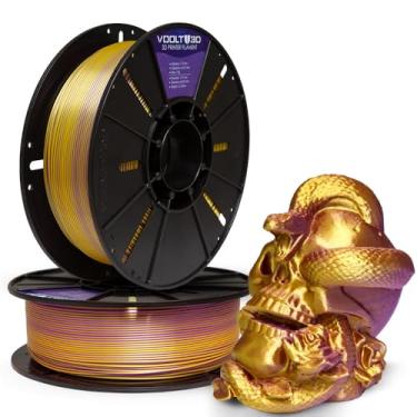 Imagem de Filamento PLA Duo Color Dourado e Roxo V-Silk 1Kg 1,75mm Efeito Seda para Impressora 3D FDM - Voolt3D