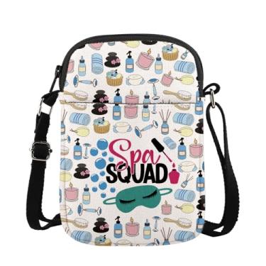 Imagem de MAOFAED Bolsa transversal do esquadrão de spa, presente de festa para meninas, presente de viagem de spa para meninas, presente de despedida de solteira de spa (esquadrão de spa), Branco