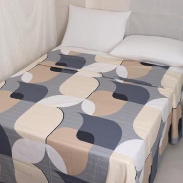 Imagem de Lençol de cima California King Size luxuoso de algodão puro de algodão geométrico, respirável, qualidade de hotel, lençol de cima para cama