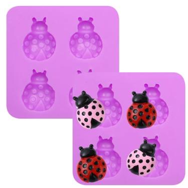 Imagem de Lindos moldes de silicone para joaninha de inseto, mini besouro, decoração de bolo, moldes de fondant, 8 cavidades, para cobertura de cupcake de chocolate, doces, sorvete, cubo de goma e resina