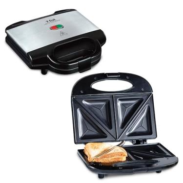 Imagem de T-fal Sanduicheira compacta, aço inoxidável, fácil de limpar, luzes indicadoras, cabo de toque frio, queijo grelhado, panini, 625 watts, preto