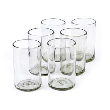 Imagem de Handmade con Amor - Copos mexicanos soprados à mão de 425 g - Conjunto de 6 copos, 450 ml cada, transparente