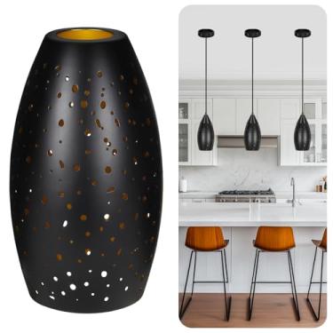 Imagem de ALUCSET Substituição De Abajur Pendente Com Encaixe 1-5/8", Altura Do Metal 7,8 Pol. Diâmetro 4,7 Formato Oval, Capa Gravada Para Arandela Parede Cozinha, Lustre, Penteadeira, Pacote 1 Unidade