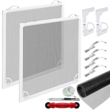 Imagem de Kit de 2 conjuntos de moldura de tela de janela de fibra de vidro de 5/40.6 cm x 1/20.3 cm x 91 cm x 91 cm x 91 cm não instalado. Inclui conjunto completo de ferramentas adequadas para janelas, telas