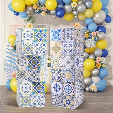 Imagem de CIEOVO 6 caixas grandes de decoração de festa da Costa Amalfitana de 30,5 cm, caixa de papelão, capri, lima-limão, decoração de festa, caixas de adereços para verão, aniversário, artigos de casamento