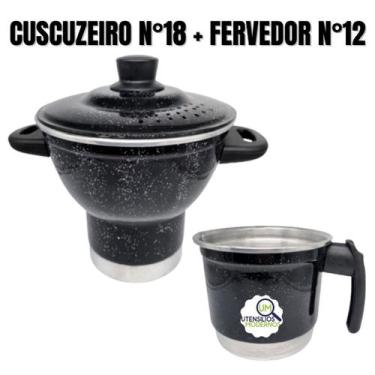 Imagem de Cuscuzeiro Nordestino Alumínio Preto nº18 4 Porções Fervedor nº12 1 Li