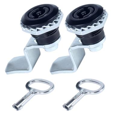 Imagem de JIQI 2 peças de trava de lingueta preta industrial para caixas de distribuição e armários de controle, dobra de língua de 0,79" (20 mm), núcleo de trava cilíndrico com chave