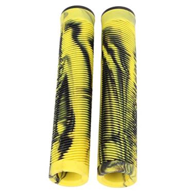 Imagem de Drfeify Grips Ergonômicos de Bicicleta de Borracha TPE TPE Anti Slip Slip Soft Confortável Grip para Bicicleta de Engrenagem Fixa 1 par (Preto amarelo)