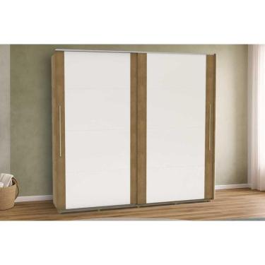 Imagem de Guarda Roupa Casal 2 Portas de Correr e 6 Gavetas Coimbra Flex Freijo/Freijo ou Off White - Politorno