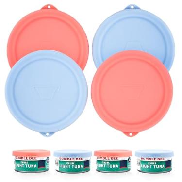 Imagem de 4 pacotes de tampas de silicone de 4 polegadas/9,5 cm para abelha Bumble | StarKist | Lata de atum Chicken of the Sea de 340 g, capas de lata para alimentos enlatados de 10 cm, capa de armazenamento