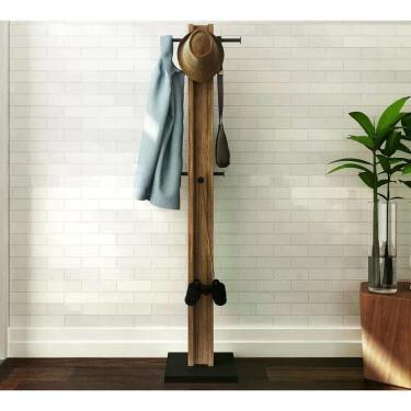 Imagem de Cabideiro Mancebo De Chão Multiuso Az1018 Preto Nogal