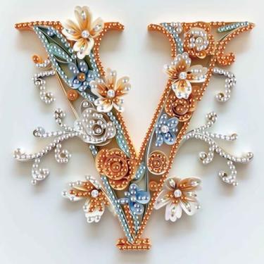 Imagem de MVVMTOP Kit de pintura de diamante, 5D DIY letra V, arte de diamante artificial de cristal de forma especial, artesanato em mosaico parcial para iniciantes, decoração de parede, presente para quarto