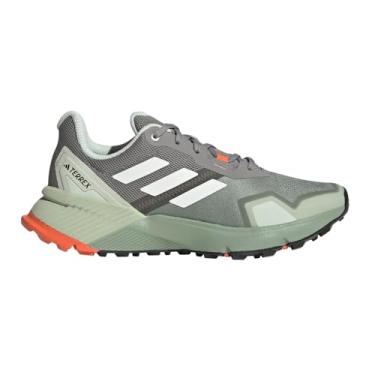 Imagem de adidas Tênis feminino Terrex Soulstride, Verde prata/branco fora/laranja semiimpacto, 34