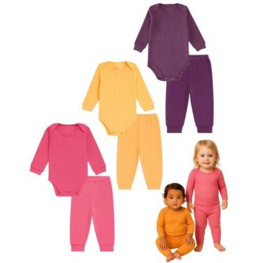Imagem de Kit6 Body Bebê Mijão Basico Menino Menina 100 algodão RNGG Roupa Bebe 